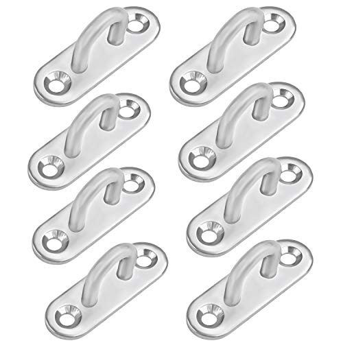 BELLE VOUS Placa de Ojo M5 Acero Inoxidable Anclaje Pared (Pack de 8) Resistentes Ganchos Techo/Pared - Forma de U (50 x 17 mm) Capacidad de 40 kg - Argolla Pared para Colgar