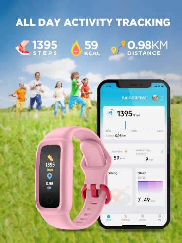 BIGGERFIVE Vigor 2 Pulsera Actividad Inteligente Reloj Inteligente para Niños Niñas 5-12 Años,, Impermeable IP68 Deportivo Smartwatch con Podómetro Pulsómetros Monitor de Sueño Contador de Caloría