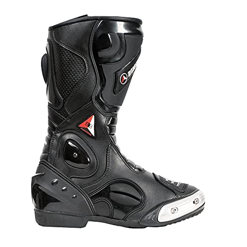 Bohmberg - Botas de moto, botas de piel deportivas, impermeables, de cuero estable protectores rígidos integrados - 43