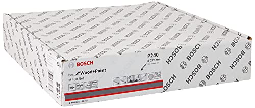 Bosch Professional 2608621144 - Juego de 25 hojas de lijado M480 Best (madera y pintura, Ø 225 mm, grano P220, accesorios para lijadora orbital aleatoria), blanco, grano x 25: grano 220