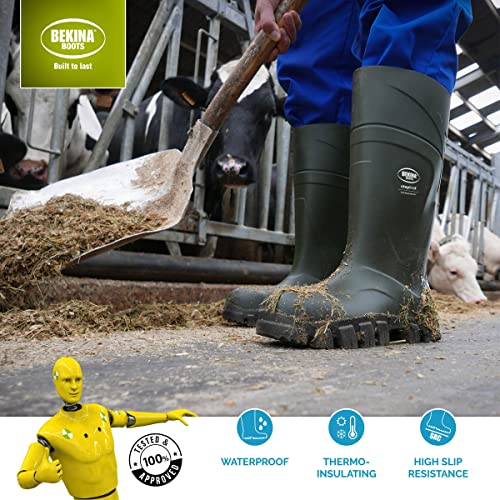 Bota de Invierno con Puntera y Suela de Seguridad sin Metal, Ligera y Robusta para Pescadores, balleneros y Pescadores, Resistente al frío hasta -40 Grados, Suela Antideslizante, Verde, EU 46