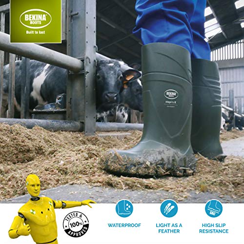 Bota de Trabajo Robusta para Mujeres y Hombres sin Puntera de Acero de Seguridad, para Uso agrícola, Garantiza una excelente adherencia, protección de Aislamiento -30 Grados, Verde, EU 43