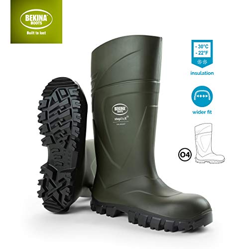 Bota de Trabajo Robusta para Mujeres y Hombres sin Puntera de Acero de Seguridad, para Uso agrícola, Garantiza una excelente adherencia, protección de Aislamiento -30 Grados, Verde, EU 43