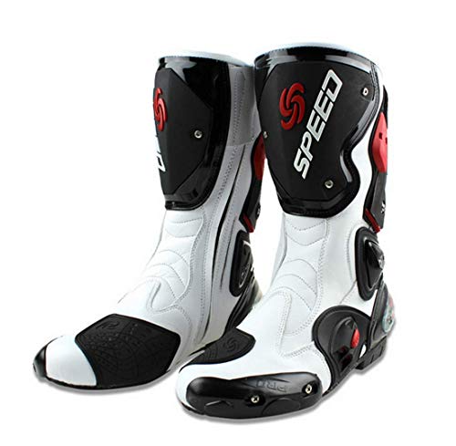 Botas de moto de Pista Racing profesionales, antideslizantes, transpirables, impermeables, color blanco, talla 40