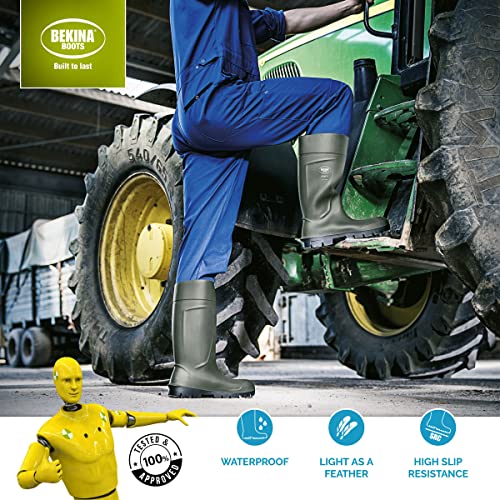 Botas de Seguridad para Hombres, Puntera de Acero y Suela de Seguridad para la Agricultura, Ligeras, de Gran Comodidad, Antideslizante, Resistente al Productos de Limpieza, Verde, EU 43