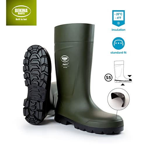 Botas de Seguridad para Hombres, Puntera de Acero y Suela de Seguridad para la Agricultura, Ligeras, de Gran Comodidad, Antideslizante, Resistente al Productos de Limpieza, Verde, EU 43