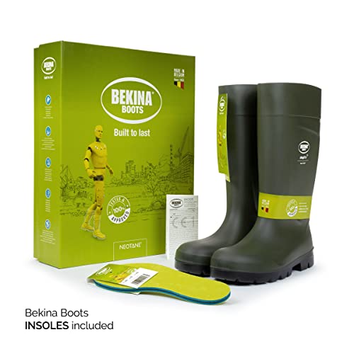 Botas de Seguridad para Hombres, Puntera de Acero y Suela de Seguridad para la Agricultura, Ligeras, de Gran Comodidad, Antideslizante, Resistente al Productos de Limpieza, Verde, EU 43