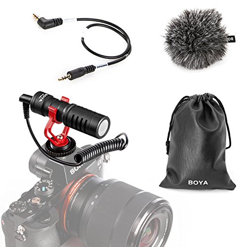 BOYA by-MM1 Cámara Video Micrófono Youtube Vlogging Facebook Livestream Recording Shotgun Mic con Soporte de Choque para teléfonos Inteligentes, tabletas, DSLR, videocámaras de Consumo, PC y más