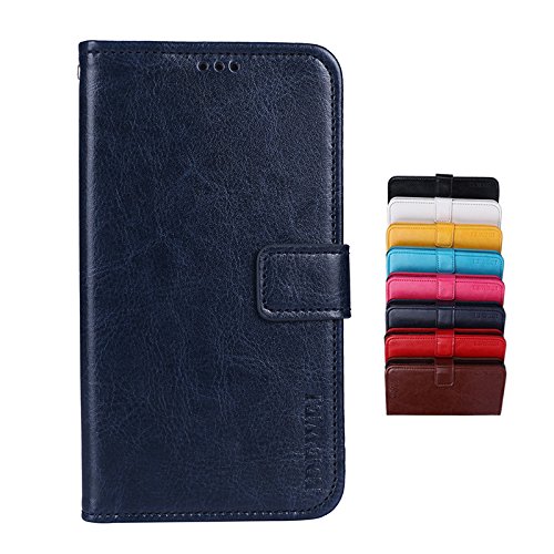 Brand Set Funda para ZTE Blade A530 Cartera Estilo Flip de Piel sintética Funda con Seguro Cierre de Cierre magnético y función de Soporte,Case para ZTE Blade A530(Azul Oscuro)