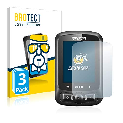 BROTECT Protector Pantalla Cristal Compatible con igpsport iGS618 Protector Pantalla Vidrio (3 Unidades) - Dureza Extrema, Anti-Huellas, AirGlass