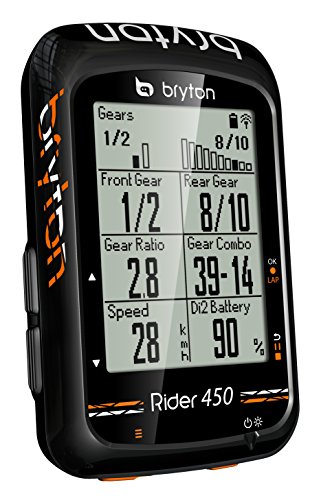 Bryton Rider 450H GPS Ciclismo, Adultos Unisex, Negro, 2.3"