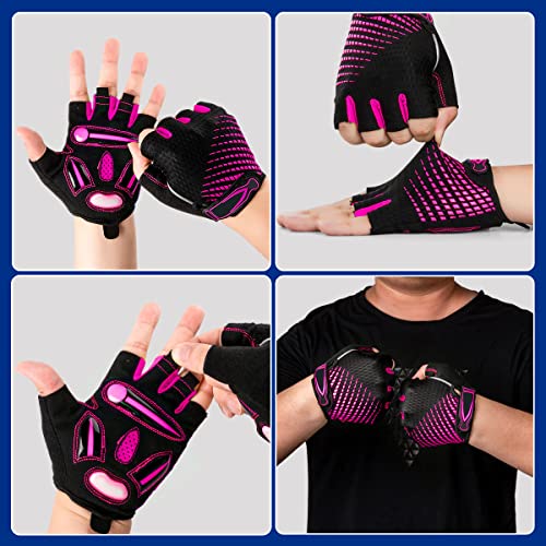 BTNEEU Guantes Ciclismo Medio Dedo Guantes Bicicleta Montaña, Guantes Ciclismo Verano Guantes MTB Gel Antideslizante Transpirable, Guantes Cortos Ciclismo Carretera para Hombre y Mujer (Rosa, M)