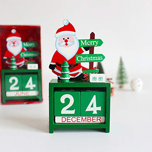 Calendario de Adviento de Madera, Cuenta Regresiva de Navidad, Calendario de Adviento de Santa Claus, Cuenta atrás para Navidad Bloques de Madera Aventores Calendario Santa Claus Ornamentos