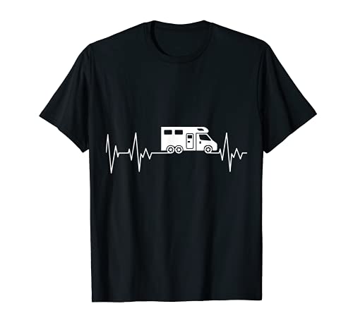 Camper Caravan Motorhome Heartbeat Camping Van Camiseta