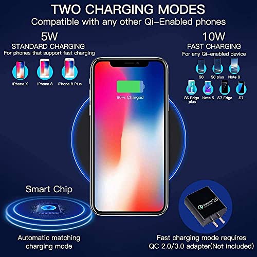 Cargador Inalámbrico Qi Wireless Charger Cargador de inducción para iPhone 13/12/11/XS MAX/XR/X/8, Galaxy S20/20+/20 Ultra, AirPods Pro Samsung Note 10, Huawei P40 Pro/P30 Auricular etc