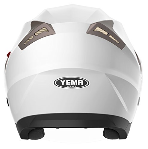 Casco Moto Jet ECE Homologado - YEMA YM-627 Casco Moto Abierto Custom Scooter para Mujer Hombre Adultos con Doble Visera-Blanco-M