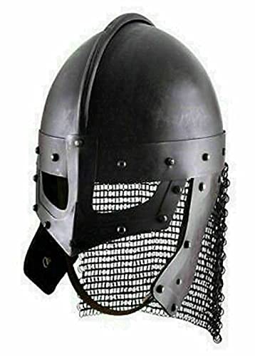 Casco retro medieval Viking Raven Chainmail Battle Armor casco réplica regalo de año nuevo negro