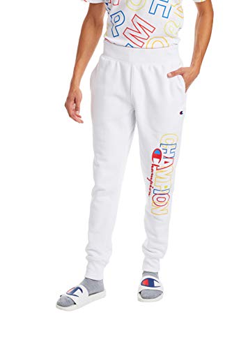 Champion Life Pantalones de chándal para Hombre con Tejido inverso, Hombre, Pantalones Deportivos, P3700, Blanco, Large