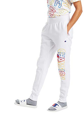 Champion Life Pantalones de chándal para Hombre con Tejido inverso, Hombre, Pantalones Deportivos, P3700, Blanco, Large