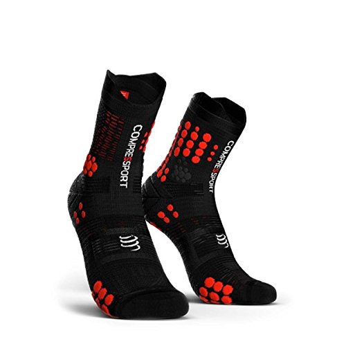 COMPRESSPORT Pro Racing Socks v3.0 Trail Calcetines para Correr, Unisex-Adult, Negro, T4 + Pro Racing Socks v3.0 Trail Calcetines para Correr, Unisex-Adult, Negro/Rojo, T2 (39-41 EU)