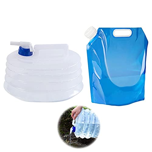 Contenedor Plegable de Agua con Grifo 10l Recipiente de Agua Camping Plegable Bidón Plegable para Agua Bidón de Agua Portátil Cubo de Agua Plegable Bolsa de Agua Plegable para Viajar y Acampar 2pcs