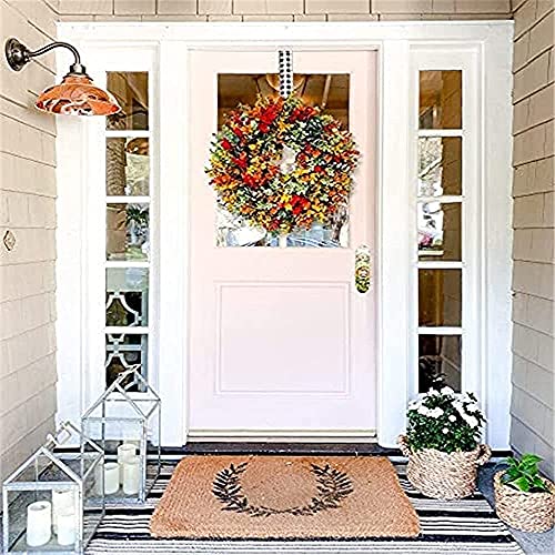 Corona de eucalipto de otoño, corona rústica de otoño, coronas de granja para puerta de entrada exterior, decoración navideña de otoño, corona de eucalipto tejida a mano, decoración rústica simple