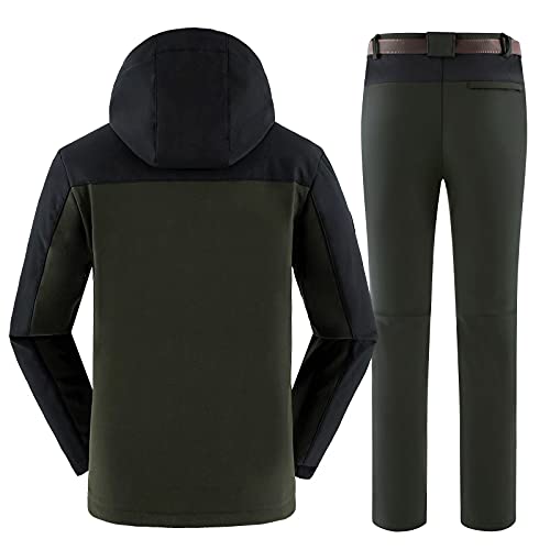 CYKYGGO Chaqueta Softshell con Capucha Hombre Pantalon Softshell invierno Impermeable Chaqueta Montaña ​Pantalones Montaña Polar Forrado Pantalones Trekking Chaqueta Trekking