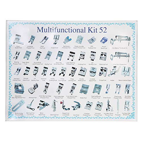 Decdeal - Kit de 52 Piezas Multifuncional Prensatelas Accesorios para Máquina de Coser Presser Feet (Compatible para Caña Baja, para Brother/Babylock/New Home/Singer/Janome/Kenmore etc)