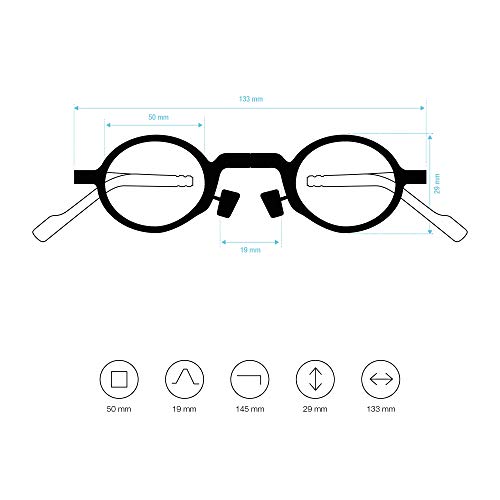 DIDINSKY Gafas de Lectura Plegables Graduadas para Hombre y Mujer. Gafas de Presbicia con Montura Metálica y Lentes con Protección Luz Azul. Graphite +3.0 - MET ROUND