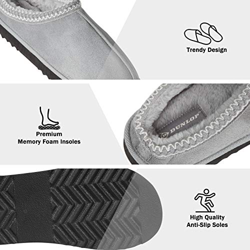 Dunlop Zapatillas Casa Hombre, Zapatillas Hombre Interior Forro Polar, Pantuflas Hombre Suela Antideslizante, Regalos Originales para Hombre y Adolescentes (42, Gris, Numeric_42)