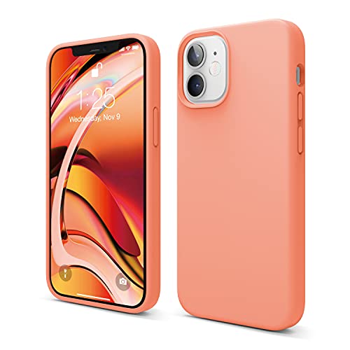 elago Silicona Líquida Funda Compatible con iPhone 12 Mini Case (5.4"), Silicona Premium, Protección Funda Protectora 3 Tapas Estructura (Naranja)