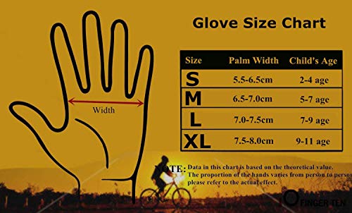 FINGER TEN Guantes de Ciclismo Niños Niñas Jóvenes Par de Dedos completos Montar en Bicicleta, Niños pequeños Montaña Carretera Bicicleta Gel Acolchado