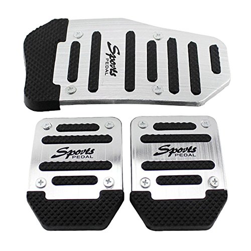 Fundas de pedal de antideslizantes, de aleación de aluminio para coche manual y automático, estilo deportivo, color plateado