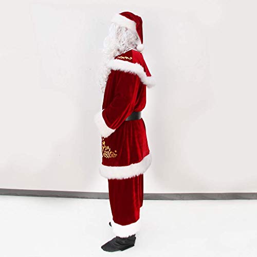 GEMVIE Disfraz de Papá Noel Unisex 9 Piezas Disfraz de Papá Noel Hombre Papá Noel Cosplay Traje de Navidad (XL)