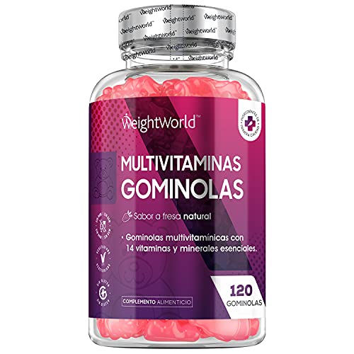 Gominolas Multivitaminas y Minerales de Alta Potencia 120 Unidades - Con 14 Vitaminas y Minerales Activos, Con Vitamina C, A, D, B y Biotina, Zinc, Yodo, Sodio y Ácido Fólico, Para Hombres y Mujeres