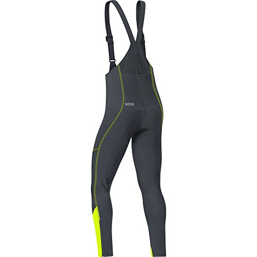 GORE WEAR Culote Cortavientos de Ciclismo para Hombre, con badana, C3 Gore Windstopper Bib Tights+, XL, Negro/Amarillo neón, 100337