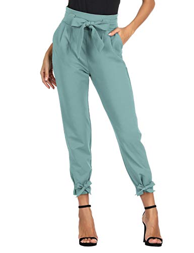 GRACE KARIN Pantalones Holgados y Elegantes Mujer con Cintura elástica Bodycon Moda Casual Turquesa S CL10903-32