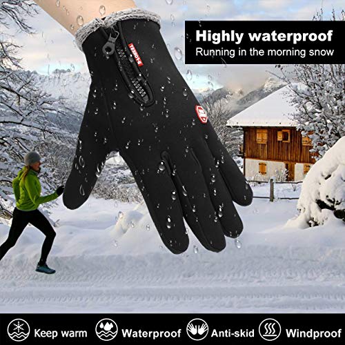 Guantes de Invierno Cálido Impermeable Pantalla Táctil a Prueba de Viento Antideslizante,para Bicicleta,Moto y Correr al Aire Libre Guantes Calientes,Unisex