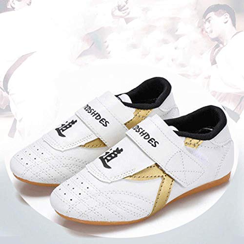 HaoLin Zapatos De Taekwondo Entrenadores Ligeros De Artes Marciales Zapatos para Hombres Mujeres Niños Adultos Zapatos De Karate De Boxeo Velcro De Cuero,C-35