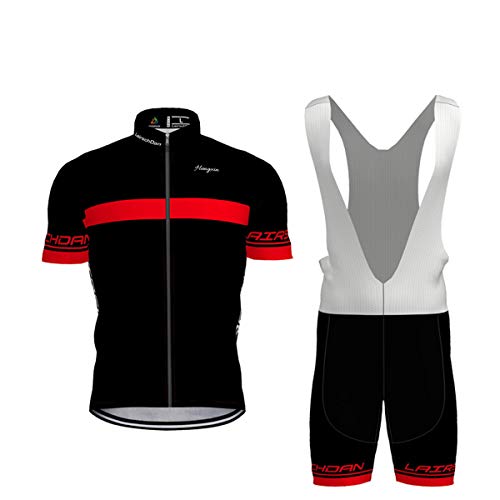 Hengxin Maillot Ciclismo Corto De Verano para Hombre, Ropa Culote Conjunto Traje Culotte Deportivo con 9D Almohadilla De Gel para Bicicleta MTB Ciclista Bici (Rojo, M)