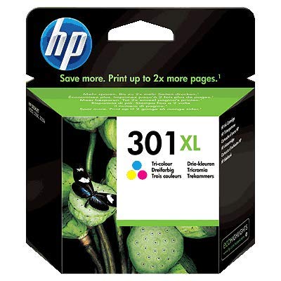 HP 301XL CH564EE, Tricolor, Cartucho de Tinta de Alta Capacidad Original, Compatible con impresoras de inyección de tinta HP DeskJet 1050 ,2540, 3050; OfficeJet 2620, 4630; ENVY 4500, 5530