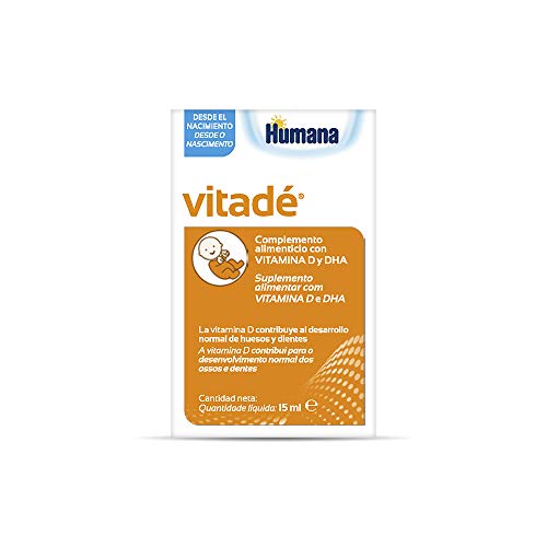 Humana Vitadé a base de vitamina D, DHA, fortalece el sistema inmune y contribuye al desarrollo de los huesos. Complemento Alimenticio con ingredientes naturales-15ml