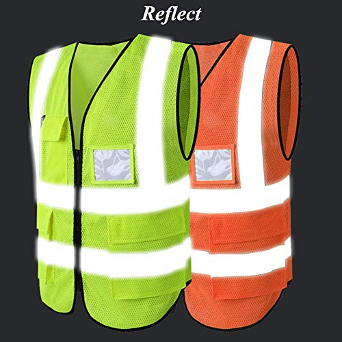 Hycoprot Chaleco de Seguridad Reflectante Hi Vis Viz Alta Visibilidad Ropa de Trabajo Gerente Ejecutivo Chaqueta de Chaleco Cremallera Brace Seguridad Teléfono (Medium, Rosa-Malla)