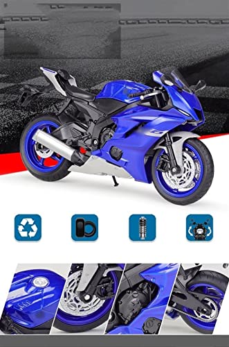 HZGLY 1/12 Modelo De Motocicleta Fundido A Presión Juguete Absorbente Shork Viable para Yamaha YZF-R6 2020 para Colección De Juguetes De Regalos para Niños (Color : Blue(Box))