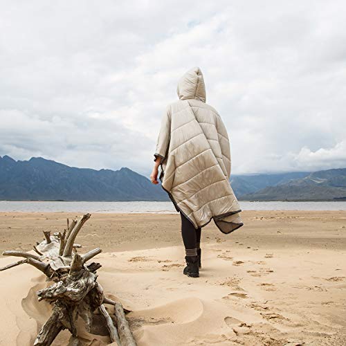 iBasingo Invierno Ponible con Capucha Poncho Manta Perezosa Abrigo CáLido EdredóN PequeñO Ultraligero A Prueba De Viento Capa Resistente Al Agua Capa De Camping para Hombres Mujeres