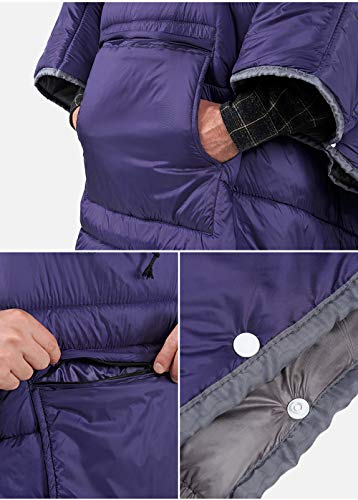 iBasingo Invierno Ponible con Capucha Poncho Manta Perezosa Abrigo CáLido EdredóN PequeñO Ultraligero A Prueba De Viento Capa Resistente Al Agua Capa De Camping para Hombres Mujeres