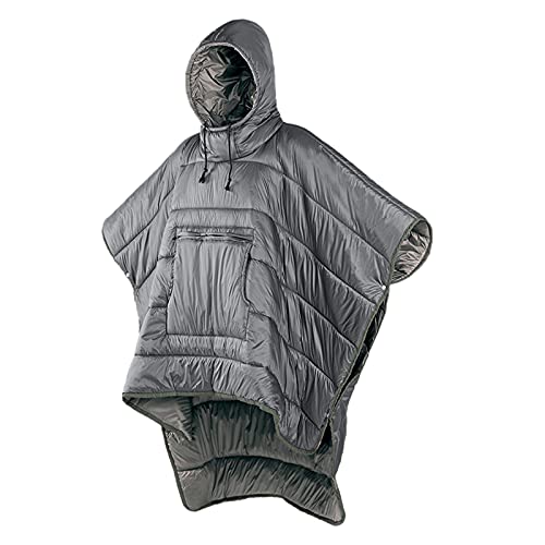 iBasingo Invierno Ponible con Capucha Poncho Manta Perezosa Abrigo CáLido EdredóN PequeñO Ultraligero A Prueba De Viento Capa Resistente Al Agua Capa De Camping para Hombres Mujeres