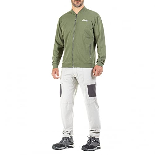 Jeep Felpa Taglio Bomber con Stella Rigata Ricamata Su Schiena J20w Sudadera, Military/Birch White, XL Regular para Hombre