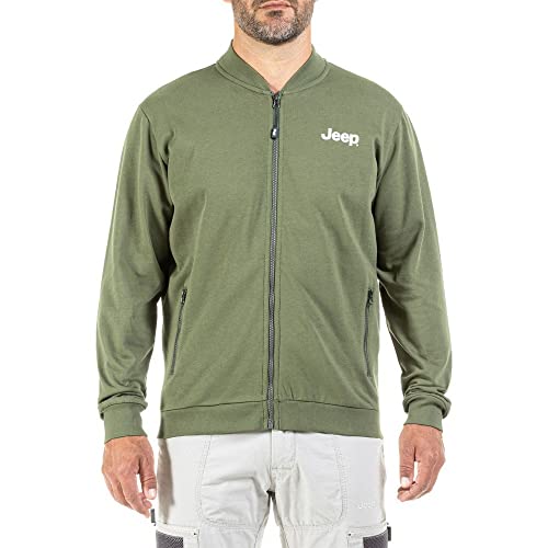 Jeep Felpa Taglio Bomber con Stella Rigata Ricamata Su Schiena J20w Sudadera, Military/Birch White, XL Regular para Hombre