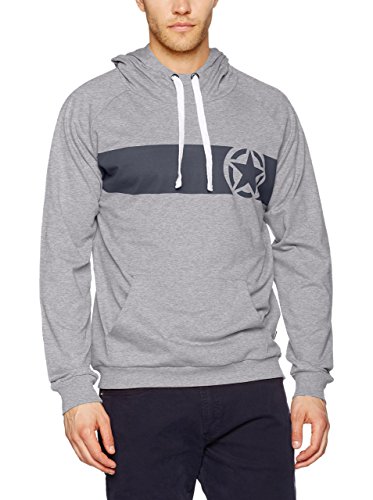 Jeep - Sudadera Ligera con Capucha Horizontal Star Stripe Front Pouch J7S - Light Grey Mel/Greyish Blue - M